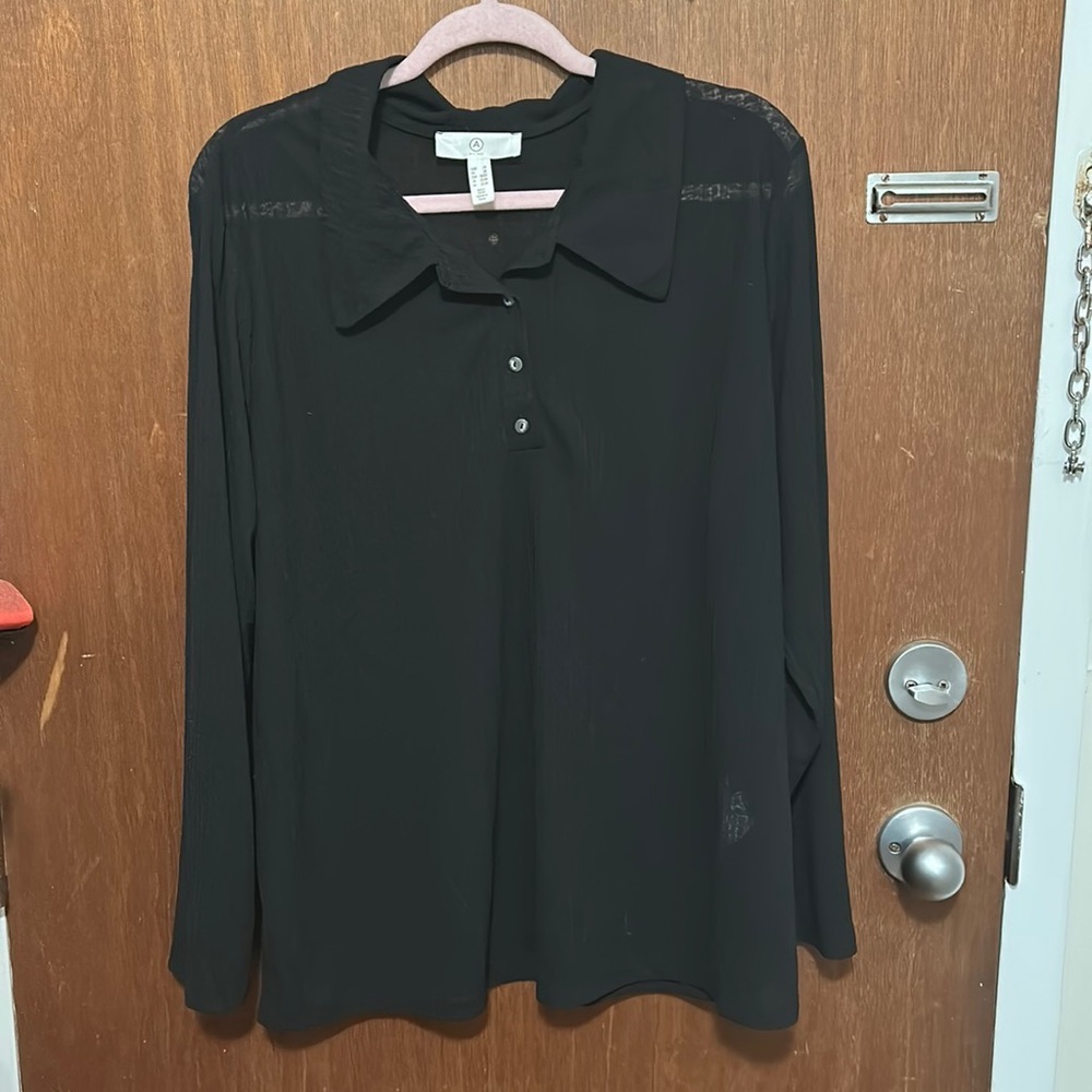 Additionelle Sheer Collared Long Sleeve
